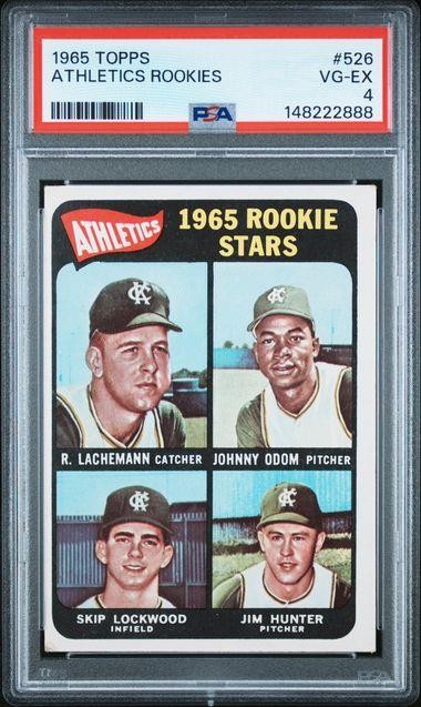1965 Topps Baseball Original Card JIM "Catfish" HUNTER Rookie A's #526 PSA 4