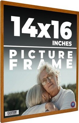 14x16 Honey Brown Real Wood Picture Frame Width 0.75 inches | Interior Frame Dep