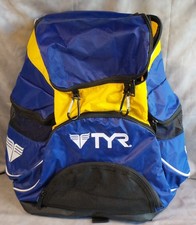 TYR LATBP2 Swim Gear Backpack Blue/Yellow/Black 39L Triathalon Wet/Dry - NEW