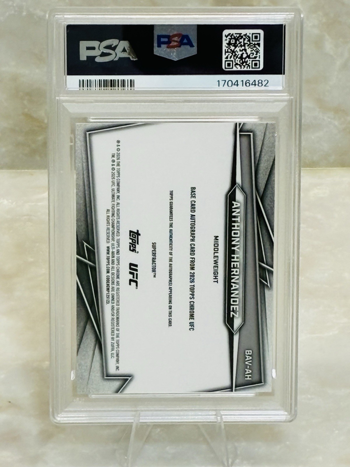 Topps 2026 Topps Chrome UFC Anthony Hernandez Auto Superfractor 1/1 PSA 10  view 2