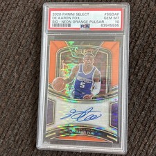 2020-21 Panini Select - Signatures De'Aaron Fox Neon Orange Pulsar Prizm /30 