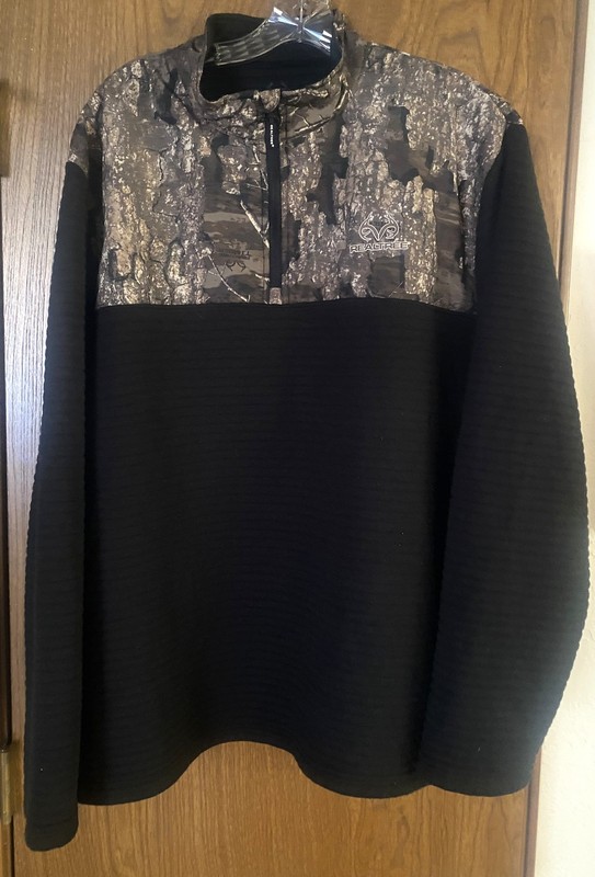 Realtree 1/4 Zip Camoflage/Black Sweater Pullover Big Man 2XL Hunting Casual