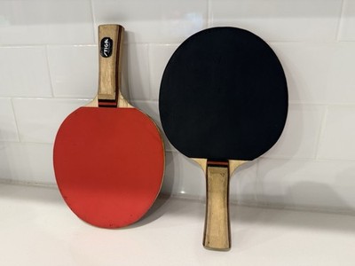 Stiga Play the Best Set of 2 Ping Pong / Tennis Table Paddles Black and Red Used