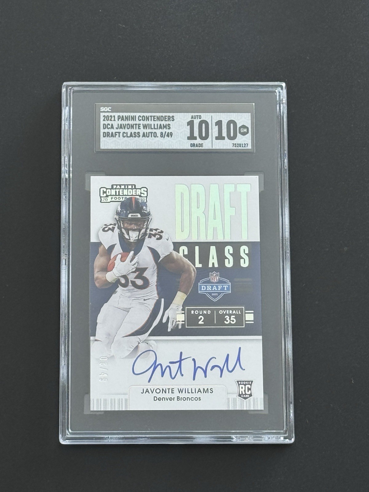 Javonte Williams Panini Contenders Draft Class Autographs Rps #DCAJWI Base