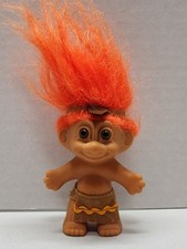 Vintage Russ Troll Doll Orange Hair Brown Skin Tribal Outfit