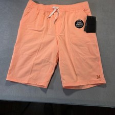Hurley Boys Hybrid Shorts Sunset Glow Orange 4-Way Stretch Size Large