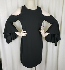 Vince Camuto Shimmer Luxe Bell Sleeve Bare Cold Shoulder Dress Womens S 9157903