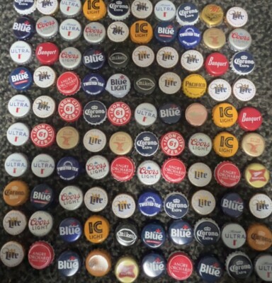 100 Beer Bottle Caps Good Condition - Great For Crafts!