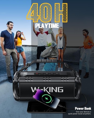 Bluetooth Speaker 90W Peak 50W RMS IPX6 Waterproof Loud Speakers Bluetooth Wire - Picture 4 of 9