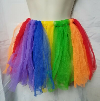 Girl One Size Rainbow Purple Green Tool Dance Costume Dress Up Play Tu Tu Skirt
