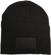 USA American Flag Patch Skull Knit Hat