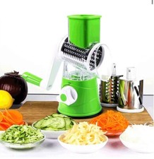 Rotary Cheese Grater, Vegetable and Fruit Slicer With 3 Replacement Sharp Blades
