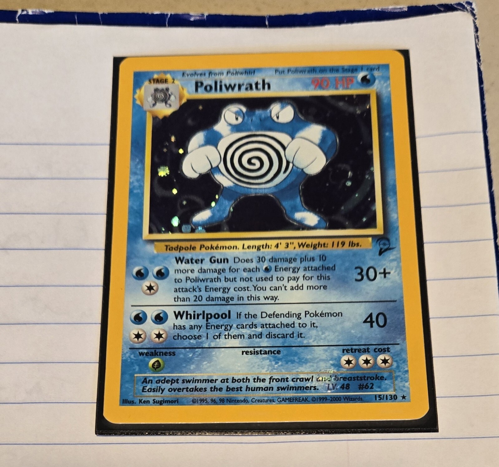 Pokémon TCG Poliwrath Base Set 2 15/130 Unlimited Holo Rare NM