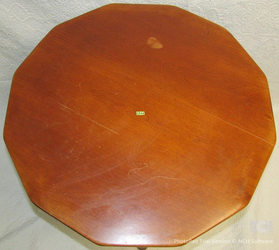 Mesa auxiliar de mediados de siglo rara y difícil de encontrar Cushman 3-150 3150 de arce de roca maciza de 12 lados Foto 2 de 4