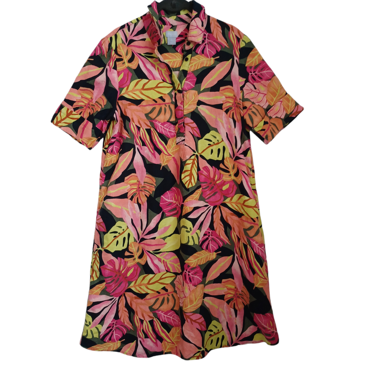 Chicos Linen Dress Womens M Tropical Floral Print Popover Colorful Short Sleeves | eBay Chicos Linen Dress Womens M Tropical Floral Print Popover Colorful Short Sleeves | eBay