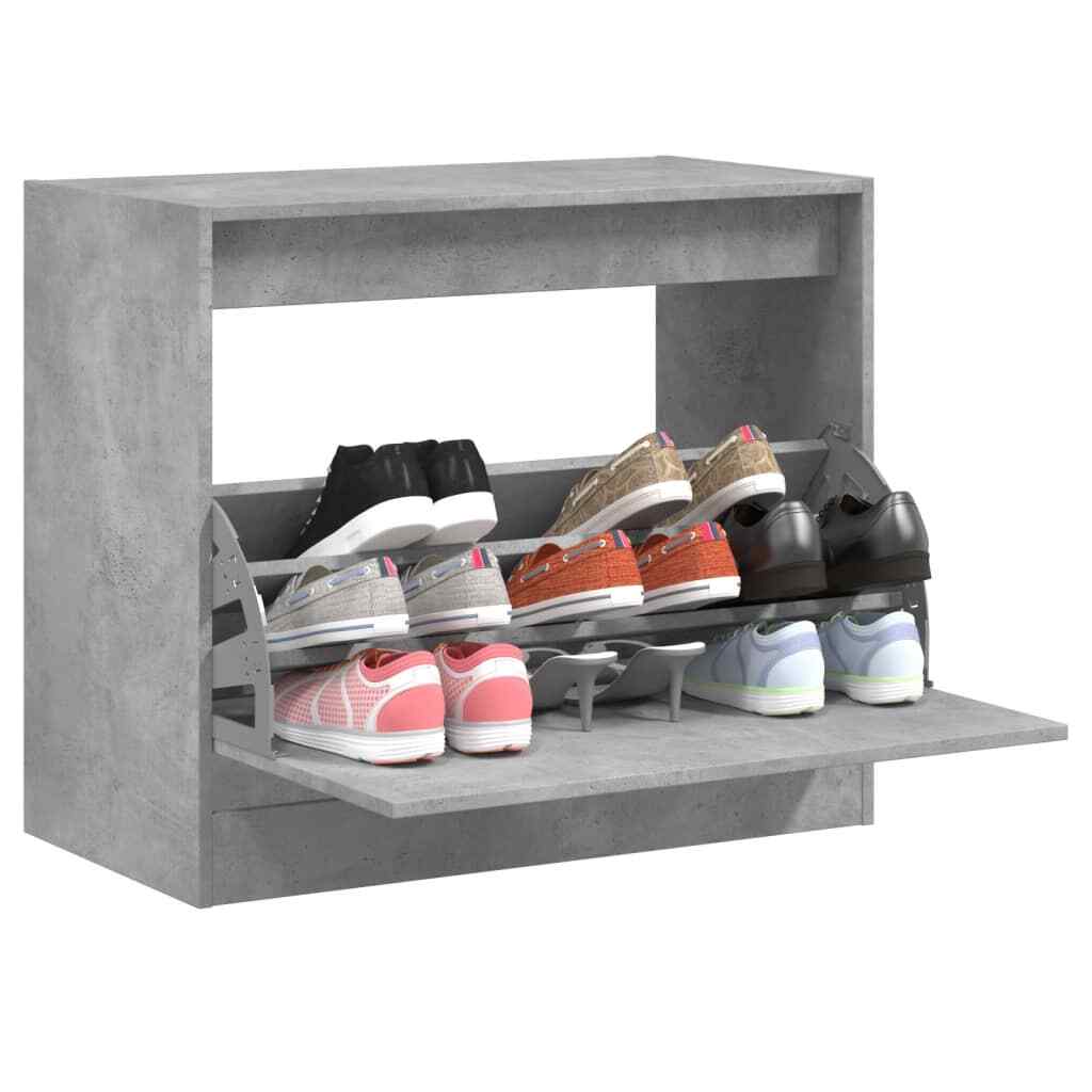 vidaXL Shoe Cabinet Concrete Grey 80x42x69 cm Engineered Wood