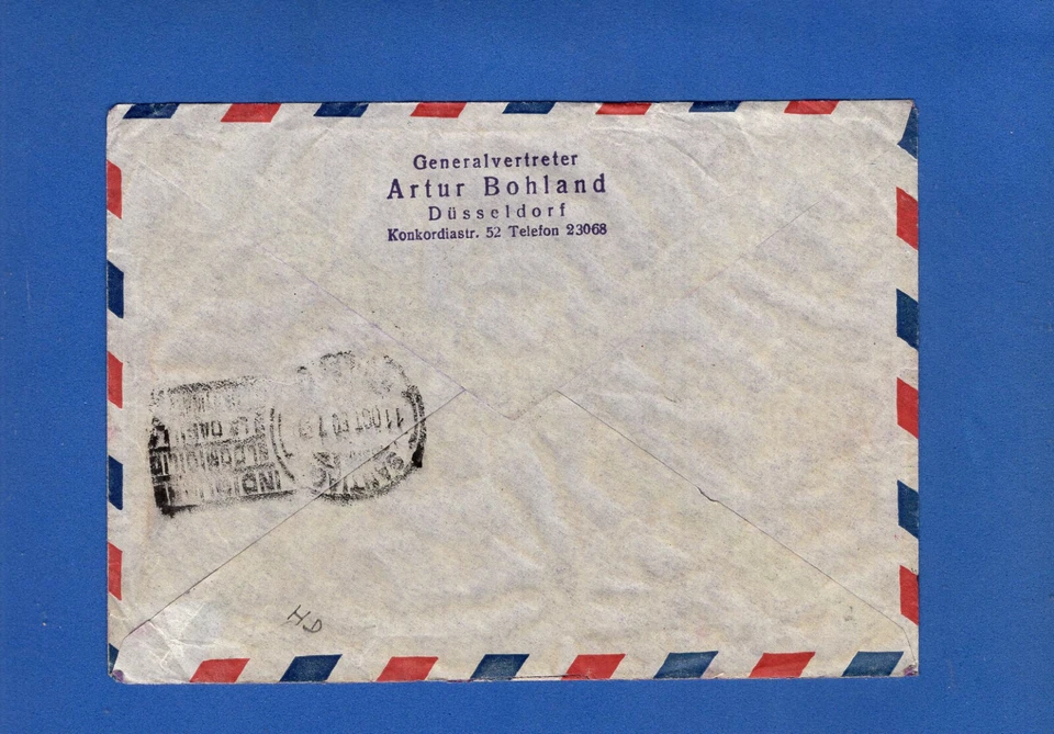 GERMANY 1950 AIR COVER TO CHILE, DUSSELDORF CANCEL, CV +300 EUROS - Image 2 of 2