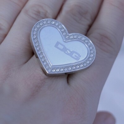 Dolce & Gabbana D&G Oversized Heart Ring with Rhinestone