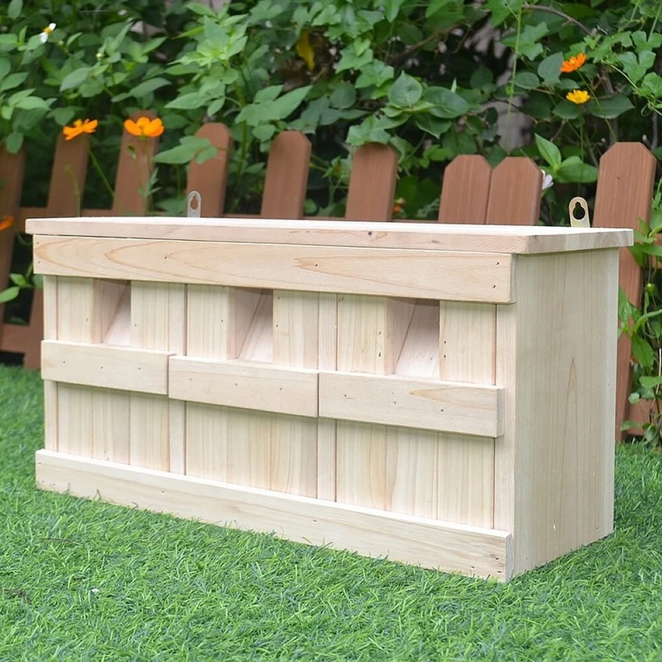 Nistkasten Vogelhaus Nisthöhle mit 3 Nistkammern Spatzenhaus Spatzenvilla Holz