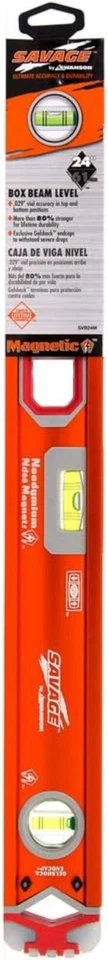 Co 24 inch Savage Magnetic Annodized Aluminum Box Beam Level with Gelshock En... - Image 4 of 4