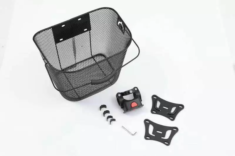 Bike Basket Metal Mesh Black Bicycle Easy Release Handle Bar Mount