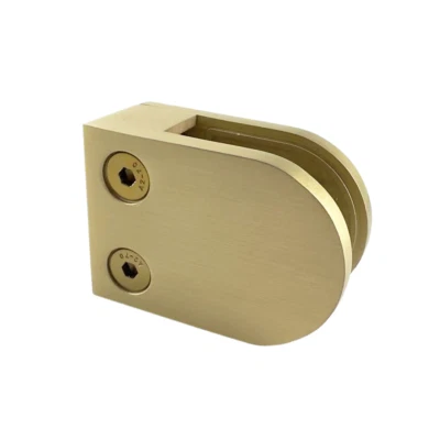 MSJ GLASS BALUSTRADING DIRECT Satin Brass Staircase / Glass Balustrade Clamp (for 10mm) Flat Backed