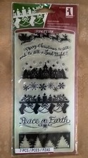Inkadinkado Christmas 7 Clear Stamps HOLIDAY SILHOUETTE Santa Snowflakes Trees