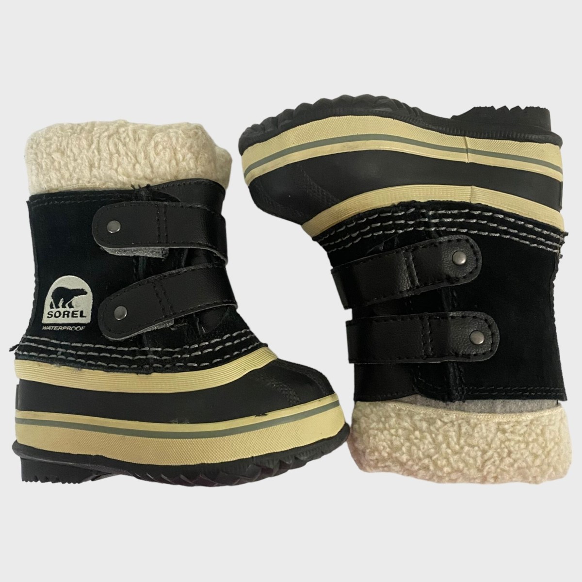 Sorel Yoot Pac Waterproof Nylon Sherpa Black Winter Snow Boots
