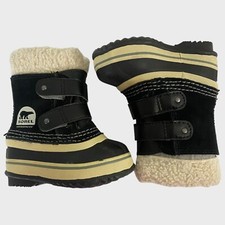 Sorel Yoot Pac Waterproof Nylon Sherpa Black Winter Snow Boots Toddler Size 4