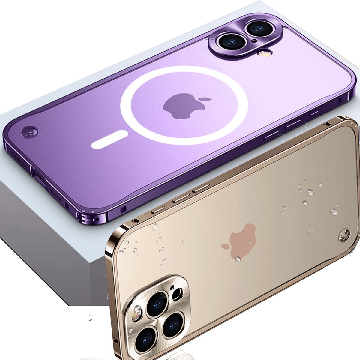 Rugged Aluminum Frame Case For IPhone 16/15/14/13/12 Pro Max - Hard PC Shockproof Protective Cover