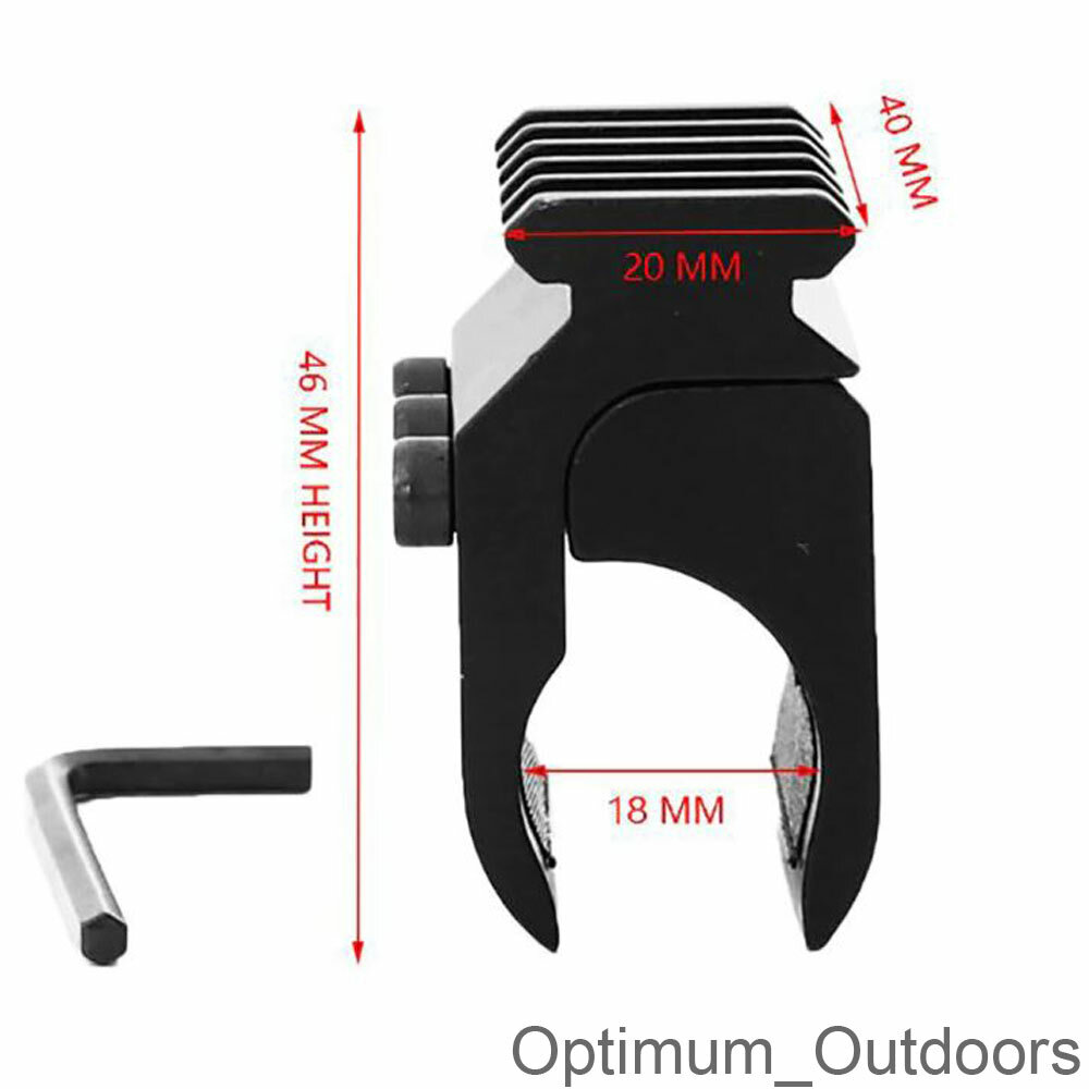 Rifle Barrel Clamp w 5 Slot 20mm Weaver Rail Bipod Flashlight Scope