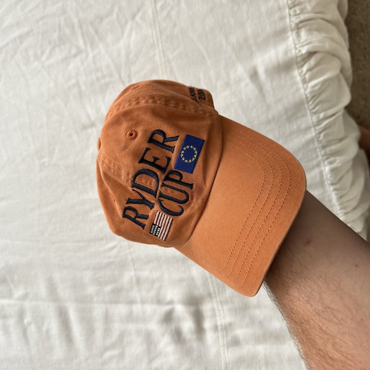 Vtg Ryder Cup Valderrama Golf Strapback Hat Imperial Orange 2004