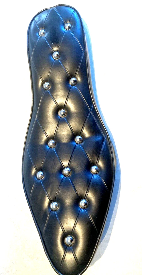 Asiento Ironhead Vintage Negro Tuck & Roll * Botones Cromados Harley XL Sportster Foto 4 de 4