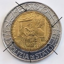 500 LIRE 1997 POLIZIA DI STATO CON ERRORI DI CONIO ED IMPERFEZIONI