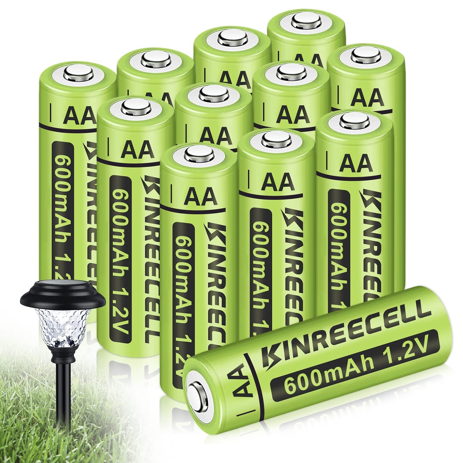 Rechargeable AA Batteries High Capacity Pre-Charged for Solar Outdoor Lights-image