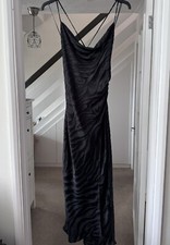 Zara Sexy Black Animal  Jacquard Midi Slip Camisole Dress Size S 8196/515