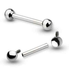 8G 5/18" 3/4" 9/16" SOLID TITANIUM INTERNALLY THREADED TONGUE MALE BARBELL
