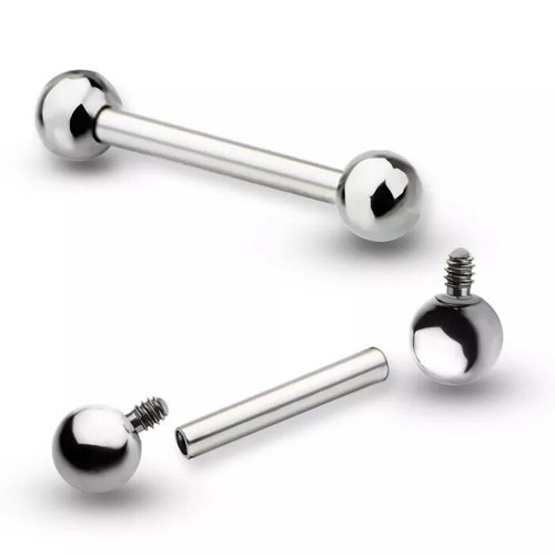 8G 5/18" 3/4" 9/16 IMPLANT GRADE TITANIUM INTERNALLY THREADED TONGUE BARBELL - Picture 2 of 3