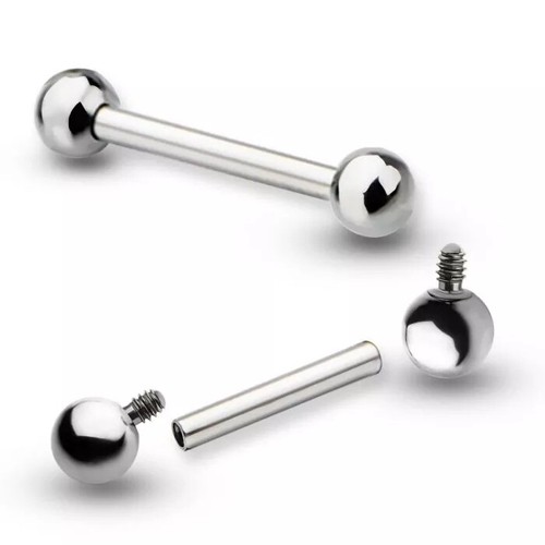 8G 5/18" 3/4" 9/16" SOLID TITANIUM INTERNALLY THREADED TONGUE MALE BARBELL  - Picture 1 of 3