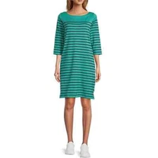 L.L. Bean Heritage Mariner Dress Women's M Glacier Teal/Navy Striped $79 NWT