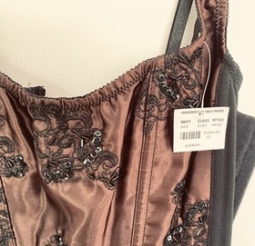 Fredericks Of Hollywood Espresso Chocolate Brown Embellish Lace Corset, 32 **NWT