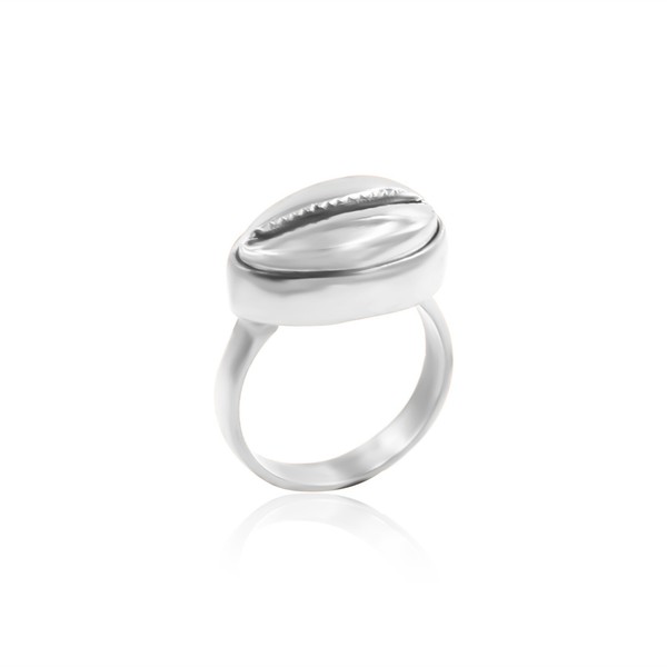 Alternate view of Cowrie Shell Design Ring Handmade 18k Gold Plated Statement Ring For Her