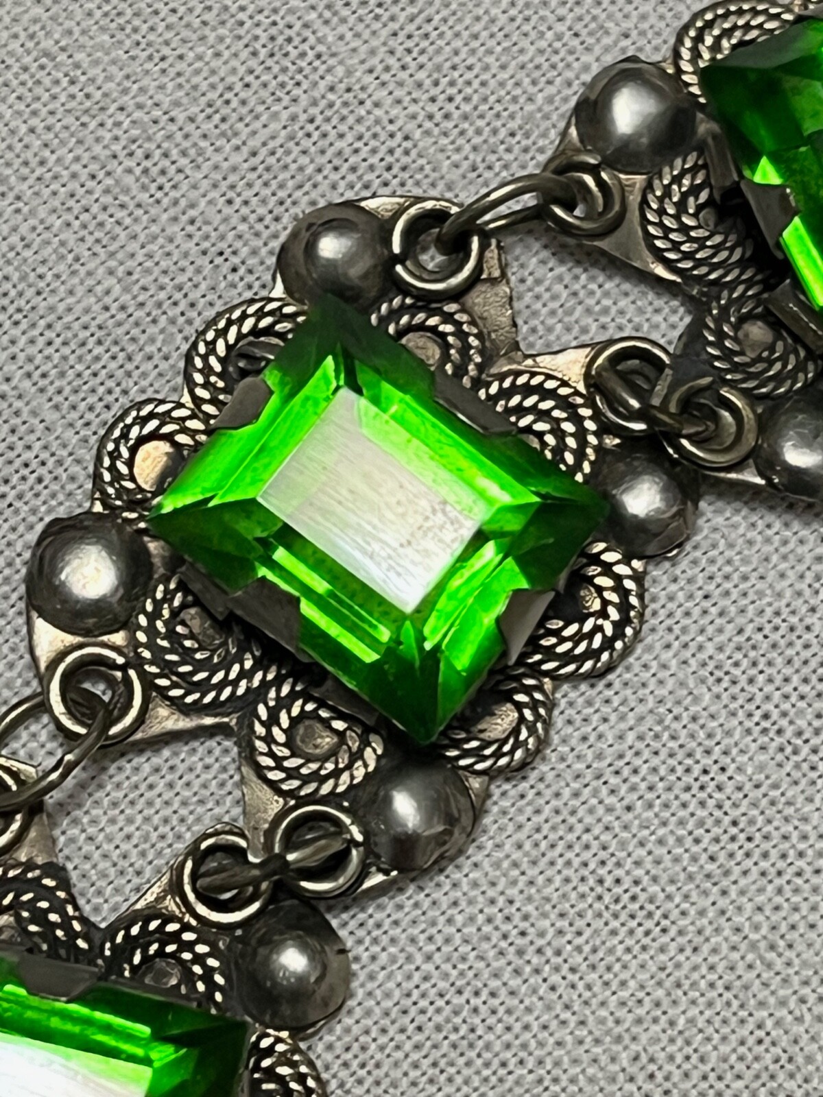 Vintage spring green rectangular glass organic si… - image 14