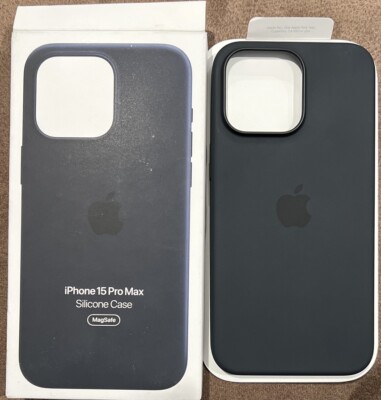 GENUINE Apple Silicone Case w/ Magsafe iPhone 15 Pro Max (6.7'' Large Cam) Black