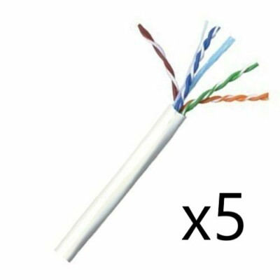 Lot of 5 - CAT6E Ethernet 550MHz CMR Cable White 1000FT 23 AWG COPPER