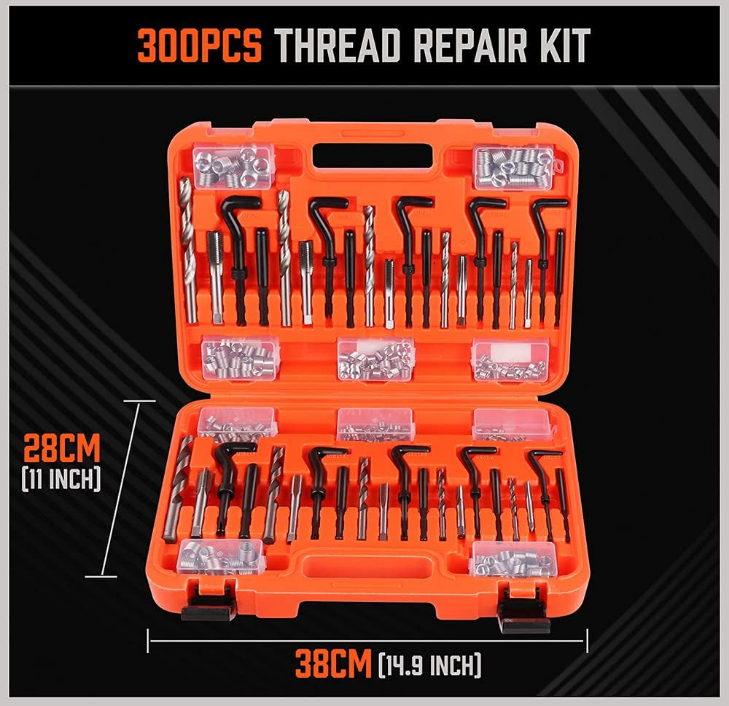Helicoil Thread Repair Kit 300Piece Metric and SAE HSS Drill eBay