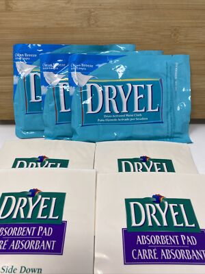 3 DRYEL Clean Breeze Dry Clean Dryer Activated Cloths, 4 Dryel Absorbent pads