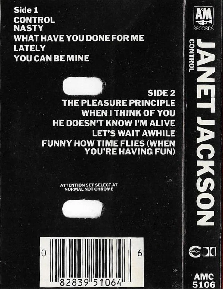 JANET JACKSON CONTROL CASSETTE ALBUM RnB/ Swing New Jack Swing A&M Records 1986  - Image 3 of 4