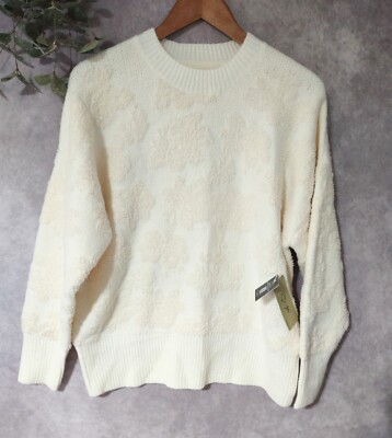 RD Style Sweater Womens XXL Off White Ivory Long Sleeve Pullover Crew Neck Plus