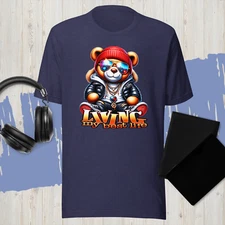 Living My Best Life Bear Tee Shirt Street Wear Hip Hop Big Tall Shaka Pro Club T